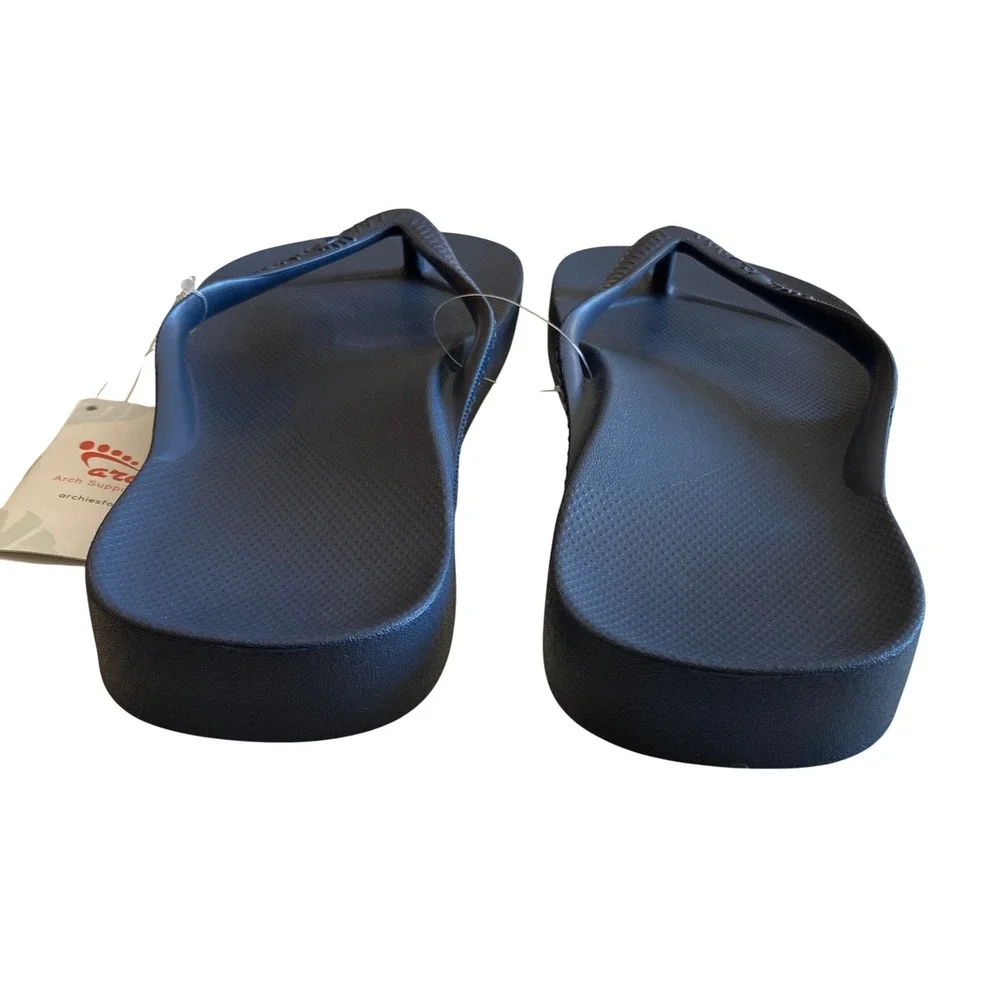 Archies Mens Flip Flops Size 11 Navy Blue Arch Support Comfort Thong Sandals NWT